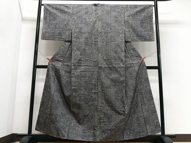 平和屋着物■本場大島紬 7マルキ 幾何学文様 正絹 逸品 CABN2170xe