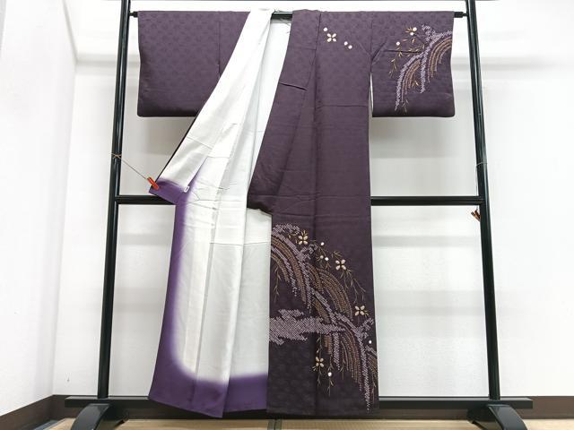平和屋着物■訪問着 絞り 枝垂れ草花文 金彩 正絹 逸品 CABN2174xe