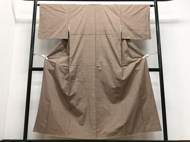 平和屋着物■上質な紬 色無地 路考茶色 正絹 逸品 未使用 CABN2203xe