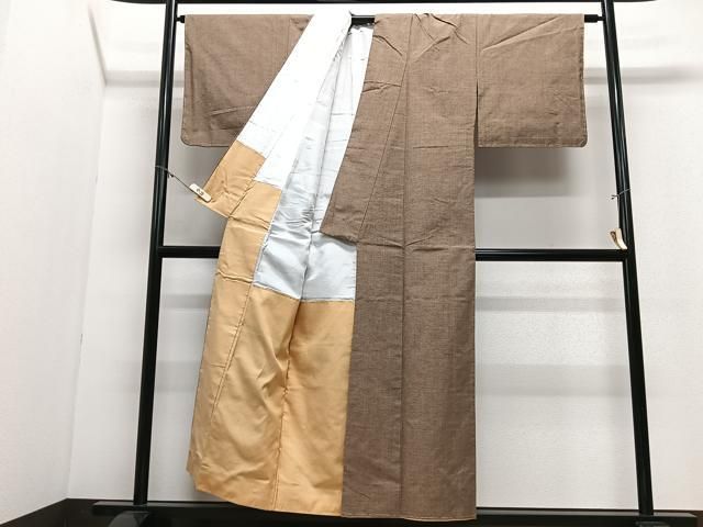 平和屋着物■上質な紬 色無地 路考茶色 正絹 逸品 未使用 CABN2203xe
