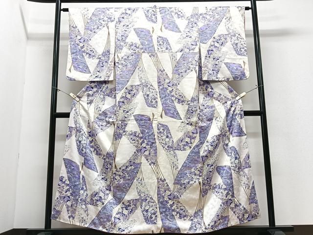 平和屋着物■上質な小紋 扇面花文 金彩 正絹 逸品 CABN2204xe