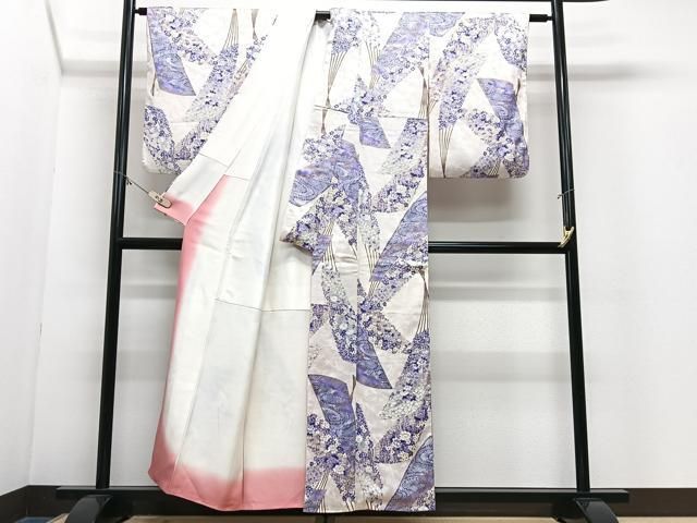 平和屋着物■上質な小紋 扇面花文 金彩 正絹 逸品 CABN2204xe