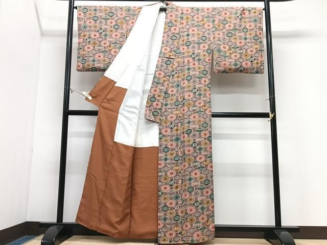 平和屋着物■上質な小紋 型染め 幾何学文様 鬼しぼ縮緬 正絹 逸品 CABN2210xe