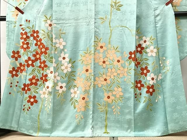 平和屋着物■豪華振袖 駒刺繍 枝垂れ桜文 金彩 正絹 逸品 CABN2224xe
