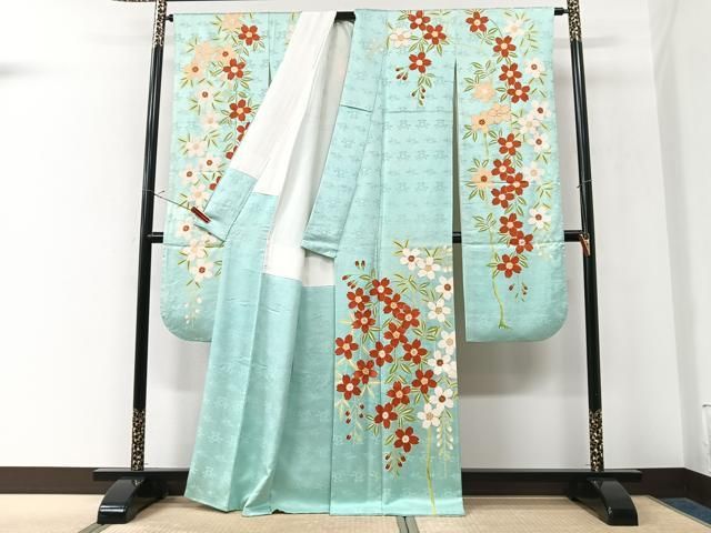 平和屋着物■豪華振袖 駒刺繍 枝垂れ桜文 金彩 正絹 逸品 CABN2224xe