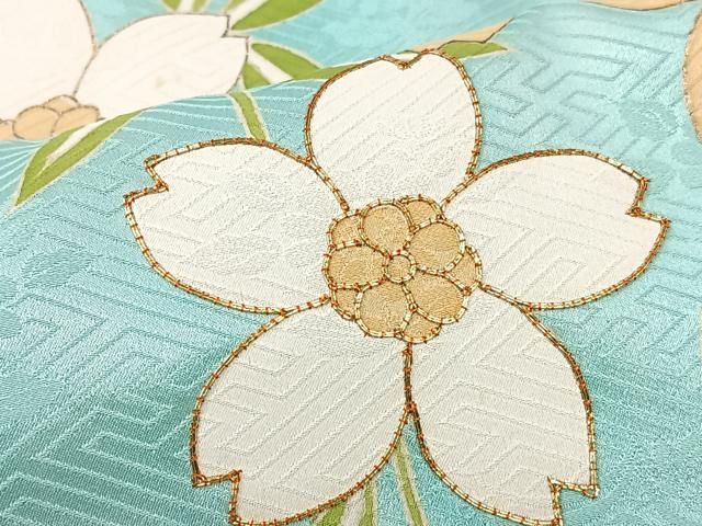 平和屋着物■豪華振袖 駒刺繍 枝垂れ桜文 金彩 正絹 逸品 CABN2224xe