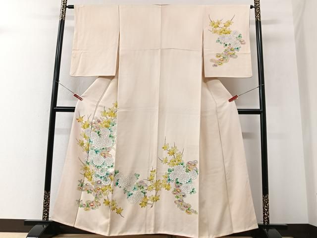 平和屋着物■訪問着 手描き 枝花文 正絹 逸品 CABN2228xe