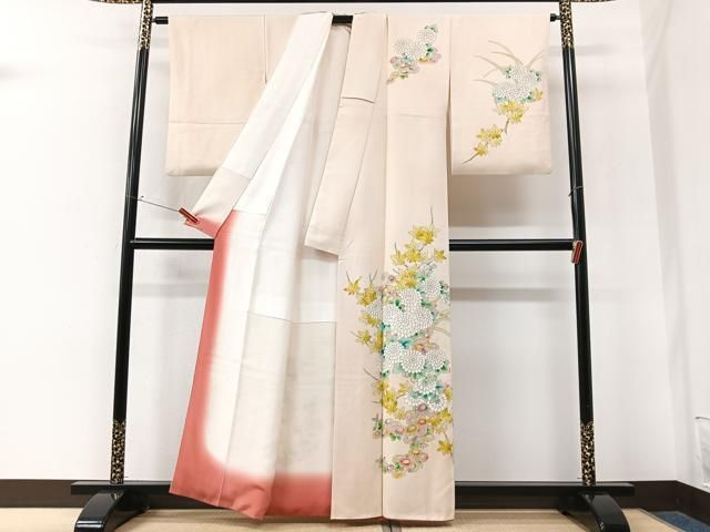 平和屋着物■訪問着 手描き 枝花文 正絹 逸品 CABN2228xe