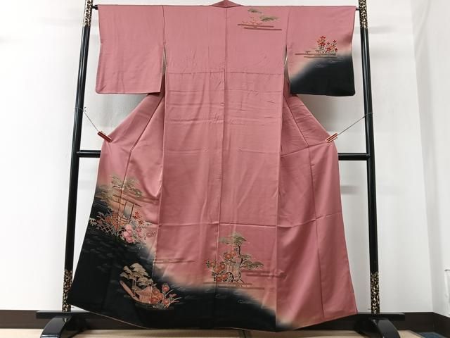 平和屋着物■訪問着 御所車風景浜松文 暈し染め 金彩 正絹 逸品 CABN2239xe