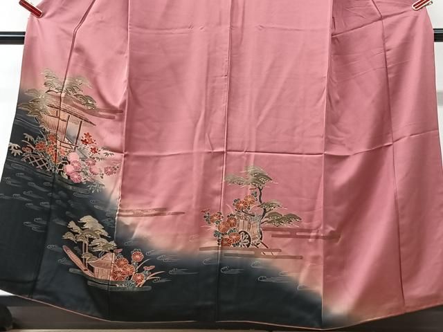 平和屋着物■訪問着 御所車風景浜松文 暈し染め 金彩 正絹 逸品 CABN2239xe