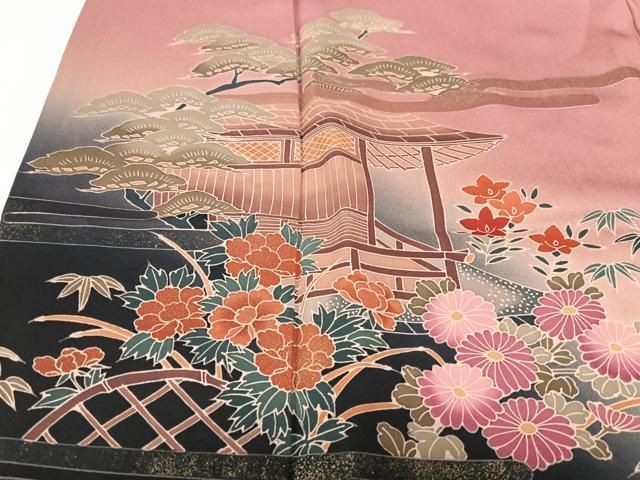 平和屋着物■訪問着 御所車風景浜松文 暈し染め 金彩 正絹 逸品 CABN2239xe