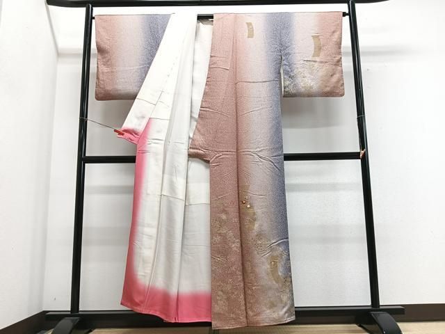 平和屋着物■訪問着 刺繍 短冊草花間道 暈し染め 金彩 正絹 逸品 CABN2268xe