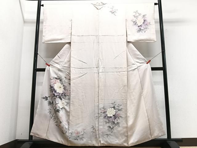 平和屋着物■訪問着 手描き 刺繍 枝花文 金彩 正絹 逸品 CABN2275xe