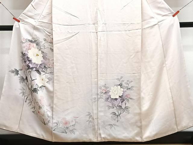 平和屋着物■訪問着 手描き 刺繍 枝花文 金彩 正絹 逸品 CABN2275xe