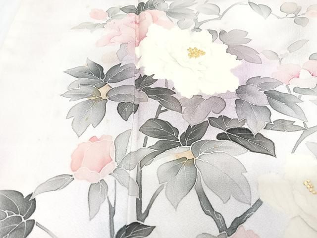 平和屋着物■訪問着 手描き 刺繍 枝花文 金彩 正絹 逸品 CABN2275xe