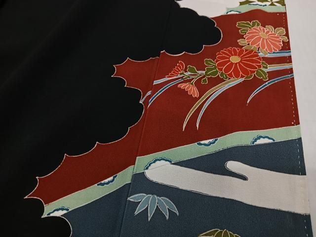 平和屋着物■豪華黒留袖 絵巻花鳥文 松竹梅 正絹 逸品 CABN2286xe