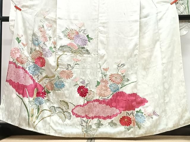 平和屋着物■豪華振袖 総刺繍 絞り 枝花文 金銀糸 正絹 逸品 CABN2288xe