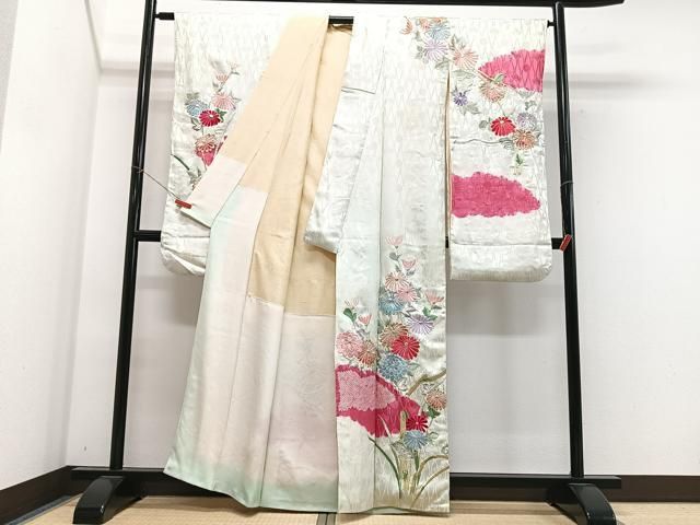 平和屋着物■豪華振袖 総刺繍 絞り 枝花文 金銀糸 正絹 逸品 CABN2288xe