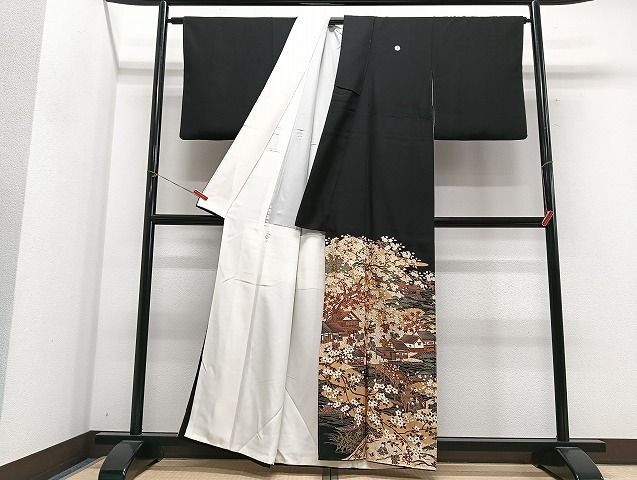 平和屋着物■豪華黒留袖 作家物 童子渡り橋風景文 金彩 正絹 逸品 CABN2292xe