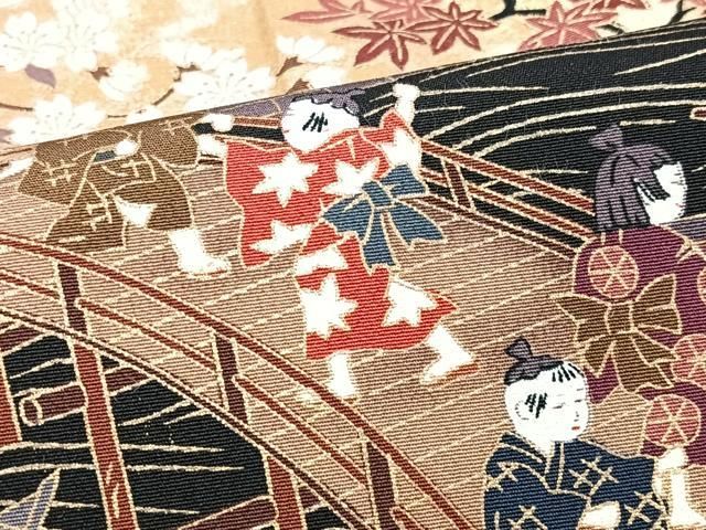 平和屋着物■豪華黒留袖 作家物 童子渡り橋風景文 金彩 正絹 逸品 CABN2292xe