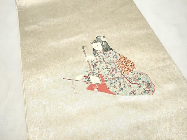 平和屋着物●加賀友禅の巨匠 初代 由水十久 西陣 長嶋成織物 ながしま帯 太鼓柄袋帯 童子遊び 瀞銀錦 正絹 逸品 CABN2401hy