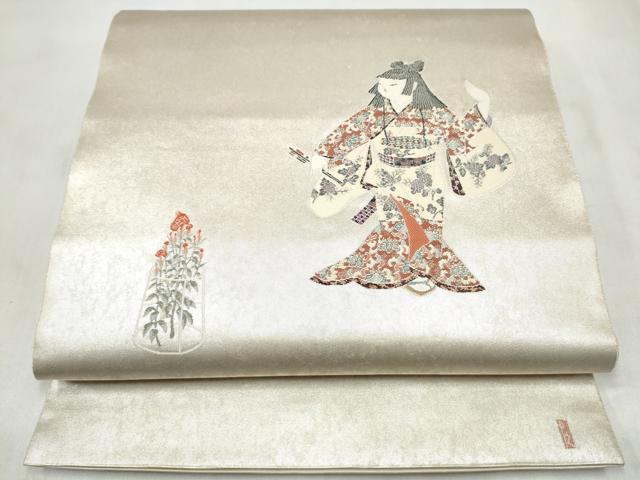 平和屋着物●加賀友禅の巨匠 初代 由水十久 太鼓柄袋帯 舞 金銀糸 正絹 逸品 CABN2405hy