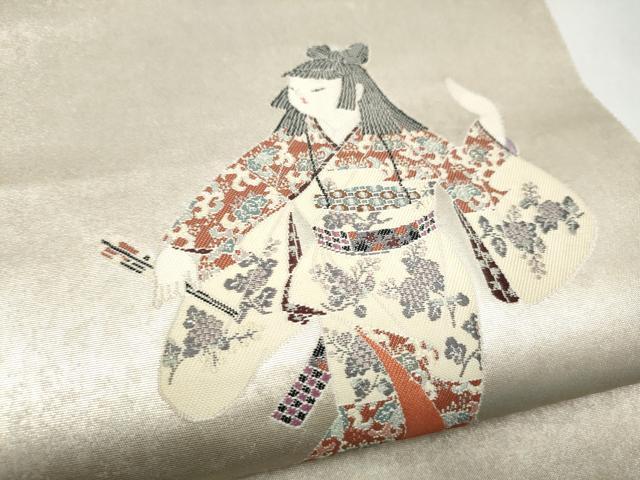 平和屋着物●加賀友禅の巨匠 初代 由水十久 太鼓柄袋帯 舞 金銀糸 正絹 逸品 CABN2405hy