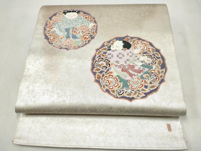 平和屋着物●加賀友禅の巨匠 初代 由水十久 太鼓柄袋帯 明日香唐草文 正絹 逸品 CABN2410hy