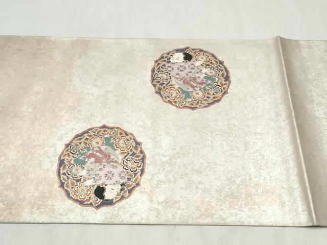 平和屋着物●加賀友禅の巨匠 初代 由水十久 太鼓柄袋帯 明日香唐草文 正絹 逸品 CABN2410hy