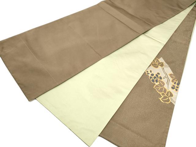 平和屋着物●太鼓柄袋帯 駒刺繍 葡萄蔦の葉文 金彩 金通し地 正絹 逸品 CABN2413hy