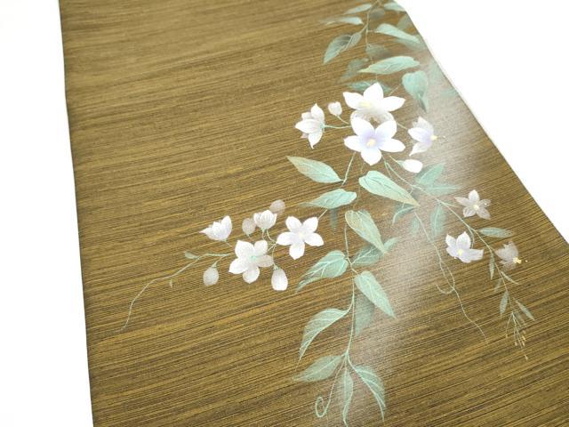 平和屋着物●夢琳派の世界 灘景翔 太鼓柄袋帯 紬地 蔦の花文 金彩 正絹 逸品 CABN2414hy