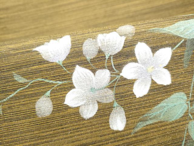 平和屋着物●夢琳派の世界 灘景翔 太鼓柄袋帯 紬地 蔦の花文 金彩 正絹 逸品 CABN2414hy