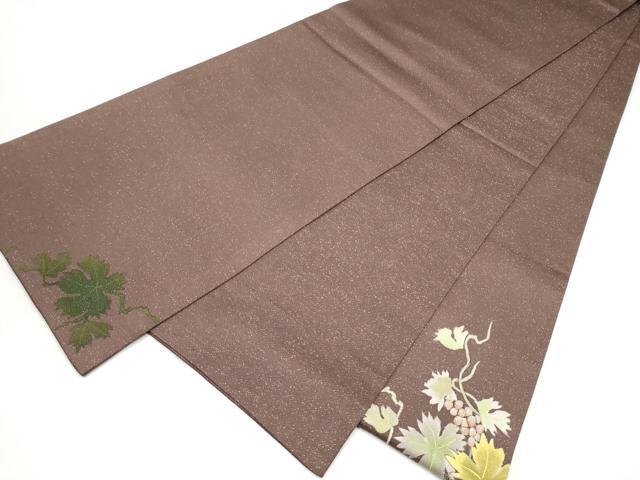 平和屋着物●太鼓柄袋帯 作家物 葡萄蔦の葉文 金通し地 正絹 逸品 CABN2420hy
