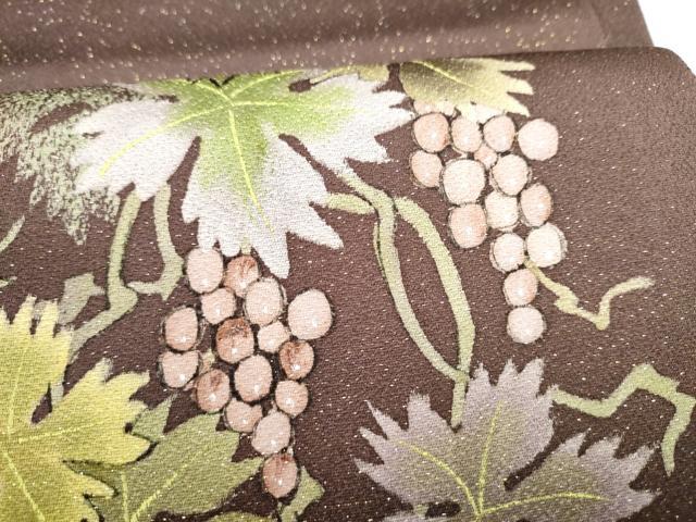 平和屋着物●太鼓柄袋帯 作家物 葡萄蔦の葉文 金通し地 正絹 逸品 CABN2420hy