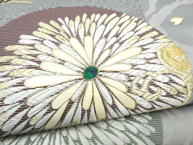 平和屋着物●袋帯 唐織 螺鈿 優美六晴 六華泉 瀞銀錦 正絹 逸品 未使用 CABN2423hy