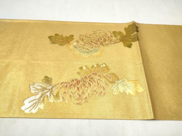 平和屋着物●漆工芸作家 金森一博 六通柄袋帯 乱菊 金彩 引箔 正絹 逸品 CABN2426hy