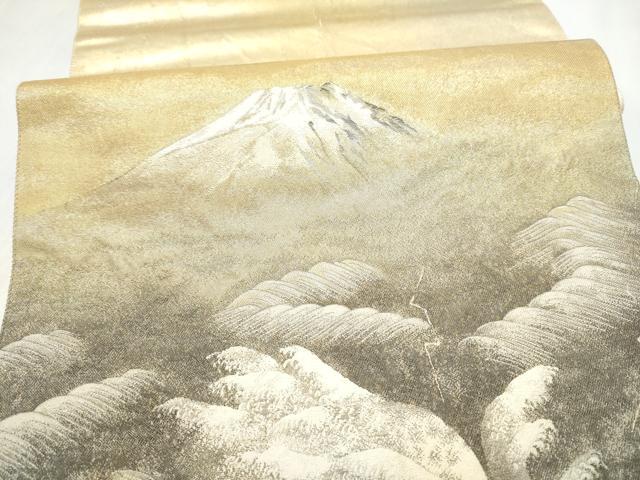 平和屋着物●近代日本画の巨匠 横山大観 じゅらく謹製 太鼓柄袋帯 遠山文 金銀糸 正絹 逸品 CABN2431hy