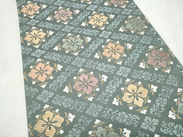 平和屋着物●西陣 浅田叡一作 六通柄袋帯 唐織 花草文 証紙付き 正絹 逸品 CABN2447hy