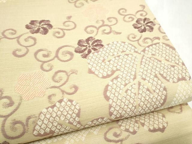 平和屋着物●六通柄袋帯 蔦の葉花文 正絹 逸品 CABN2448hy