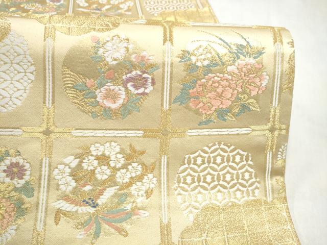 平和屋着物●六通柄袋帯 唐織 鳳凰花丸文 金銀糸 正絹 逸品 CABN2462hy