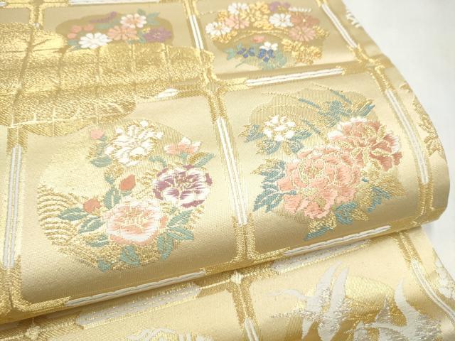 平和屋着物●六通柄袋帯 唐織 鳳凰花丸文 金銀糸 正絹 逸品 CABN2462hy
