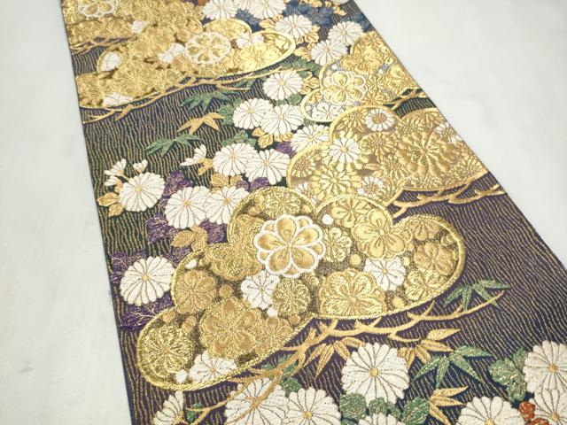 平和屋着物●京の名門 じゅらく謹製 六通柄袋帯 京より 草花文 金銀糸 証紙付き 上代72万 正絹 逸品 未使用 CABN2482hy