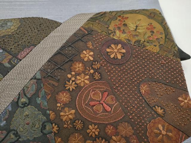 平和屋着物●中国三大刺繍 相良刺繍 総刺繍 太鼓柄袋帯 切嵌 花丸文 鈴乃屋扱い 正絹 逸品 CABN2484hy