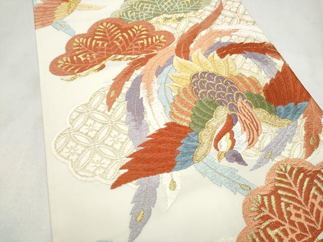 平和屋着物●六通柄袋帯 唐織 鳳凰松文 金糸 三越扱い 正絹 逸品 CABN2489hy