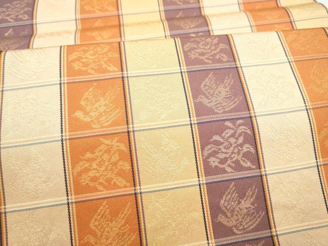 平和屋着物●全通柄袋帯 花鳥間道 金糸 正絹 逸品 CABN2492hy