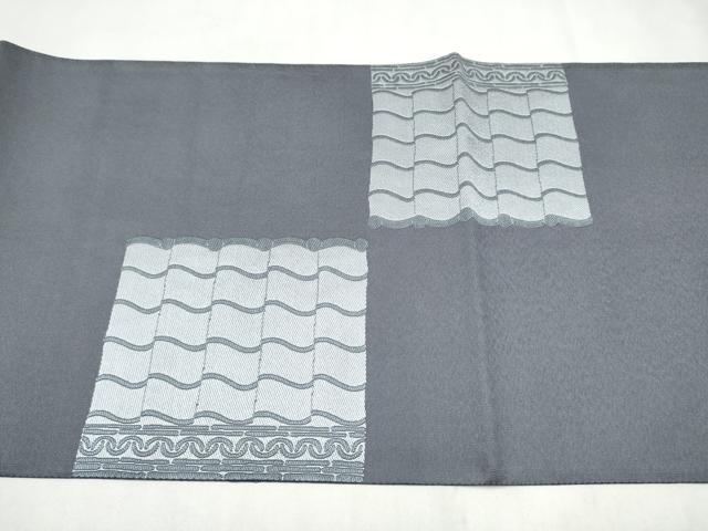 平和屋着物●六通柄袋帯 幾何学文様 金銀糸 正絹 逸品 CABN2493hy