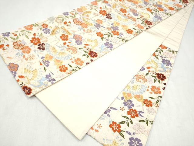 平和屋着物●六通柄袋帯 唐織 花蝶文 金糸 正絹 逸品 CABN2495hy