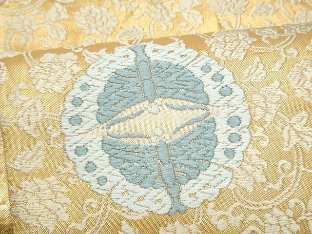 平和屋着物●佐賀錦 六通柄袋帯 唐織 唐花に向い蝶 金糸 正絹 逸品 CABN2497hy