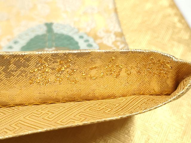平和屋着物●佐賀錦 六通柄袋帯 唐織 唐花に向い蝶 金糸 正絹 逸品 CABN2497hy