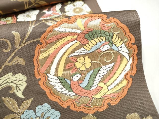 平和屋着物●六通柄袋帯 唐織 唐花華文 正絹 逸品 CABN2506hy